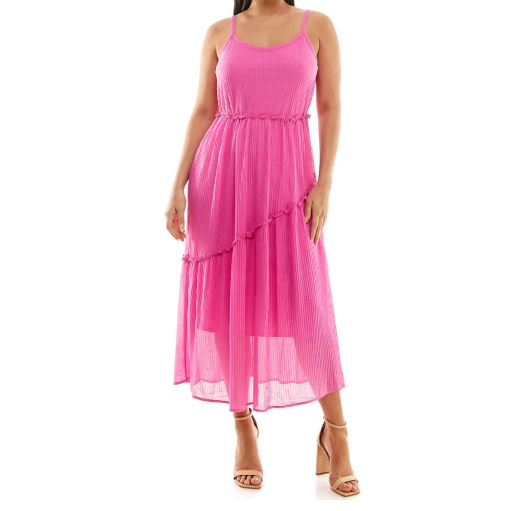 Nina Leonard Pink Midi Dress